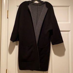 J.McLaughlin Black Grey Cashmere Wool open jacket
